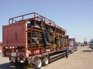 over dimensional freight loaded on flat rack