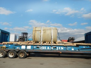 over dimensional freight loaded onto a flat rack