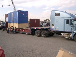 over dimensional crate on flat rack