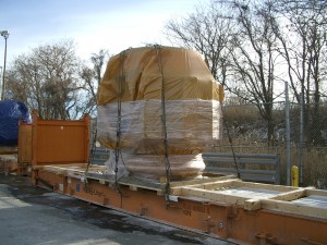 over dimensional freight loaded on a flat rack