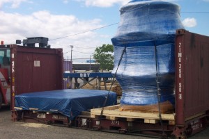 over dimensional freight loaded on a flat rack