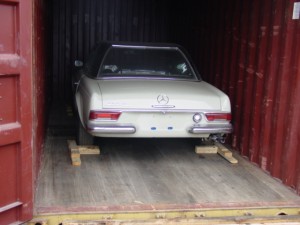 Picture of a vehicle loaded in a container for export
