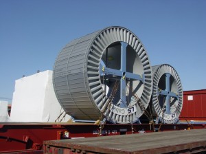 Picture of steel coils loaded on a flat rack